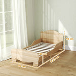 Lit enfant 70x140 cm avec barrières de sécurité thème d'ours pour garçons, filles, âgés de 3 à 6 ans, bois naturel