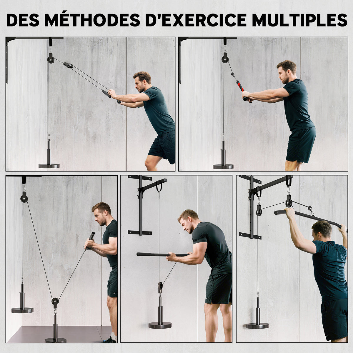 Poulie musculation maison, cable machine musculation exercices de flexion des biceps, des triceps et des bras