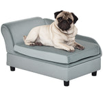 Canapé Chien Chat sur Pied avec Coffre de Rangement Style Moderne Coussin d'assise Amovible Grand Confort 76 x 45 x 43 cm gris clair
