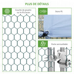 Enclos pour Poules XXL 6 m² - Grand Parcours Extérieur en Acier Galvanisé 3x2x2m - Volière de Jardin Anti-renard avec Bâche de Toit pour 4-6 Poules, Canards ou Lapins, Gris