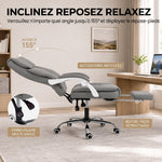 Chaise Bureau Ergonomique, Fauteuil de Bureau Inclinable en Cuir Synthétique Adapté aux Animaux, Hauteur Réglable, Gris