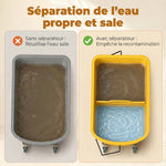 Chariot de nettoyage lavage seau de ménage 20 L avec essoreur et séparateur eau sale propre jaune 60L x 27l x 70,5H cm