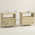 Meuble sous lavabo en Bambou, Meuble de Rangement pour Salle de Bain avec 2 Portes, 60 x 30 x 60 cm, Bois Naturel