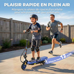 Trottinette électrique 120 W pliable pour enfant 7-14 ans 12 Km/h max. autonomie 10 Km max. bleu