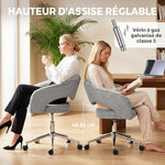 Chaise Bureau Ergonomique, Fauteuil de Bureau en Chenille avec Hauteur Réglable, Dossier Incurvé, Gris