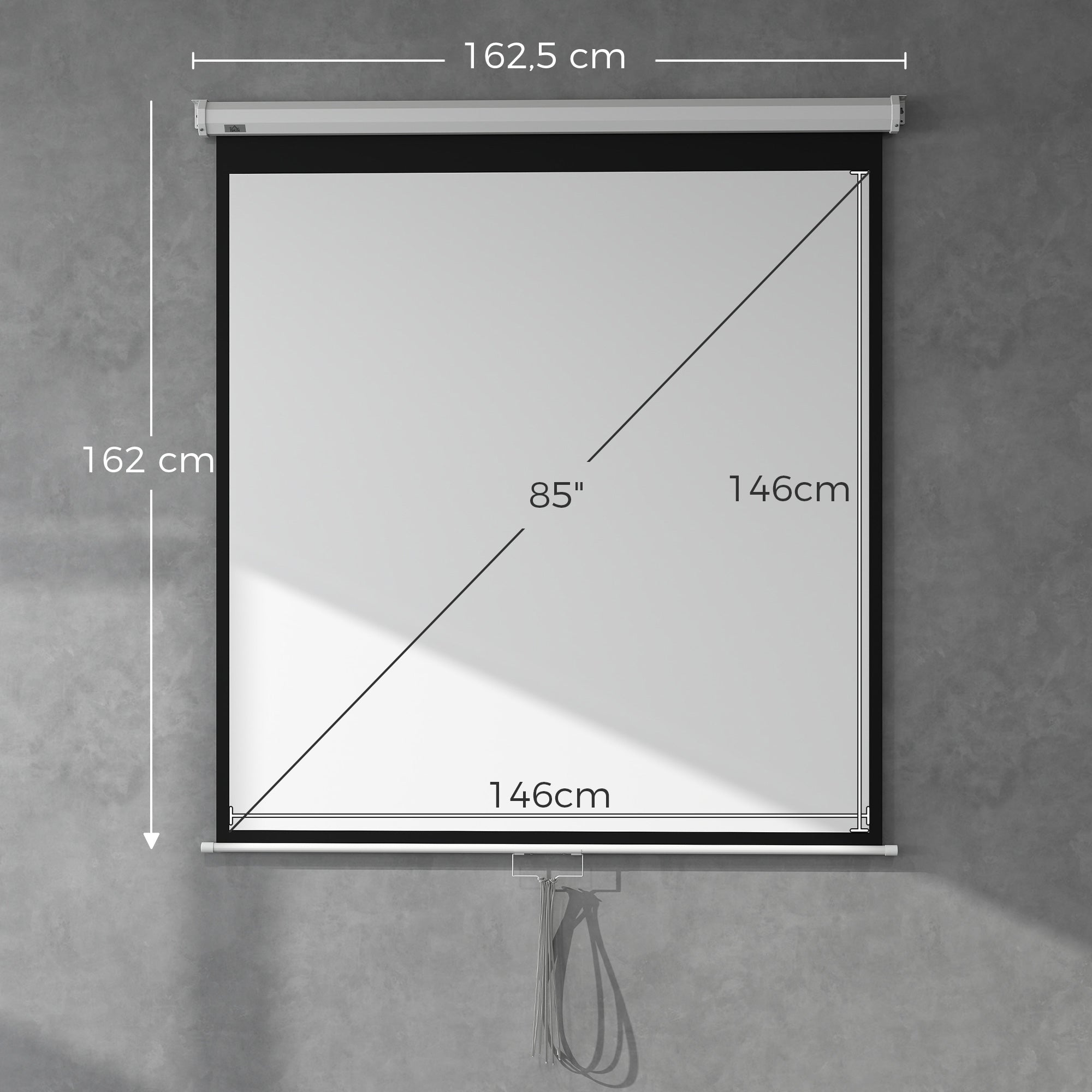 Écran de projection TV et Home Cinema de 85 Pouces vidéo projecteur 1:1 4K HD, 162,5 x 8 x 162 cm