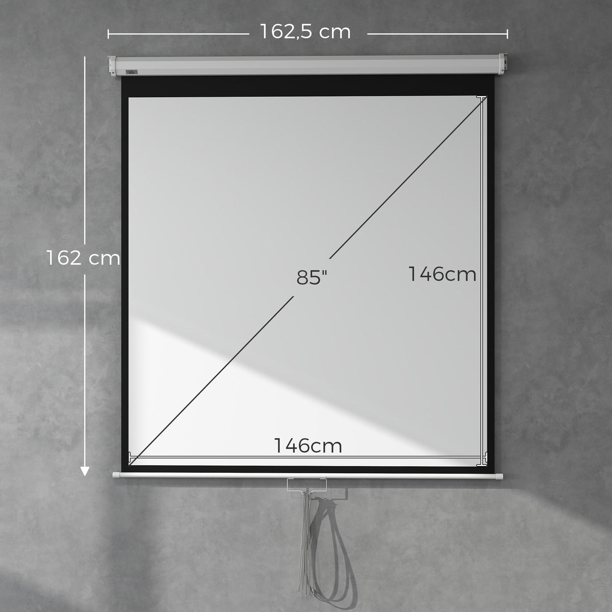 Écran de projection TV et Home Cinema de 85 Pouces vidéo projecteur 1:1 4K HD, 162,5 x 8 x 162 cm