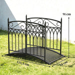 Pont de Jardin en Métal Style Baroque Passerelle Décorative avec Garde-Corps 91cm et Charge 100kg Noir