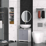 Meuble salle de bain sous lavabo - meuble sous-vasque - placard 2 portes avec étagère - dim. 60L x 30l x 60H cm - en bois gris blanc