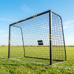 But de Football pour Enfant et Adulte 3 x 2 m, Envoloppé Mousse de Protection, 7 Piquets de Sol, Filet en PE, Jaune