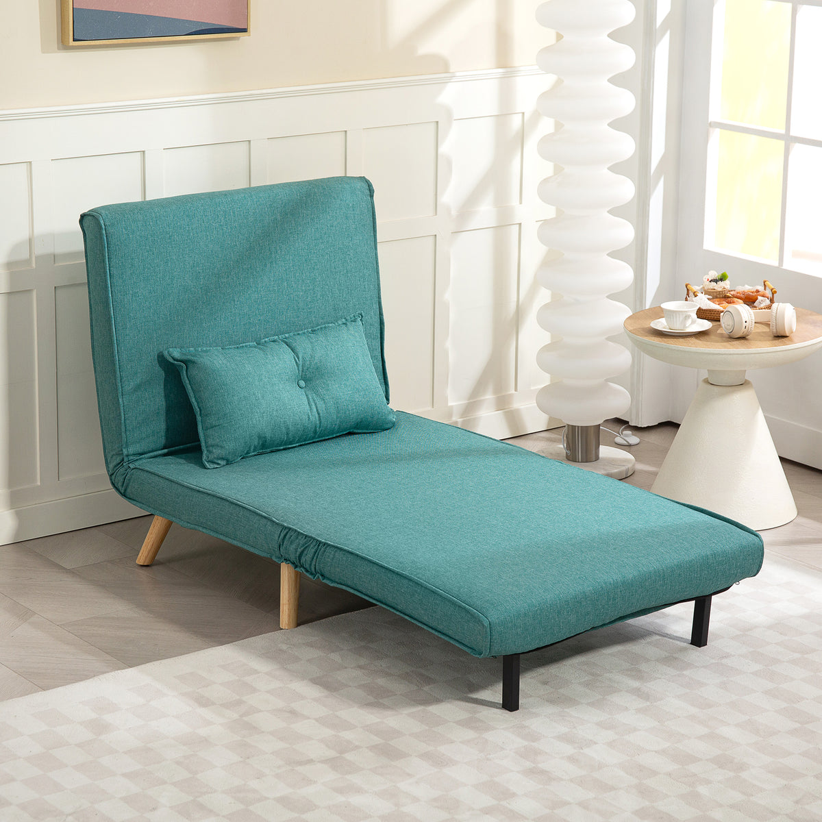 Besaulki bihurgarri bakarrekoa, 3-in-1 klik-klak sofa-ohea, 5 posiziotako bizkarralde erregulagarriarekin, burko barne, berdea