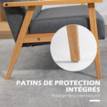 Canapé 3 places 154,5, canapé scandinave avec dossier capitonné, assise rembourrée et accoudoirs, gris