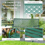 Banc de jardin banc extérieur jardin en acier avec dossier à motif floral pour 2 personnes 127 x 63 x 83 cm vert foncé