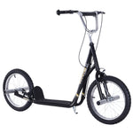 Trottinette patinette Grandes Roues pneumatiques Ø 41 cm Hauteur Guidon réglable béquille pegs Inclus Acier Noir