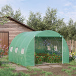 Serra da giardino 9 m², serra a tunnel 3 x 3 x 2 m con porta avvolgibile e 6 finestre in rete in acciaio PE verde