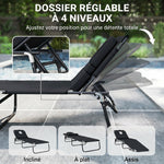Transat de Jardin Chaise Longue Pliante Bain de Soleil pour Lecture Noir