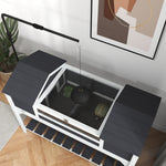 Maison tortue terrestre extérieure enclos tortue 2 niches support de lampe réglable bois massif 122 x 56,5 x 93 cm gris