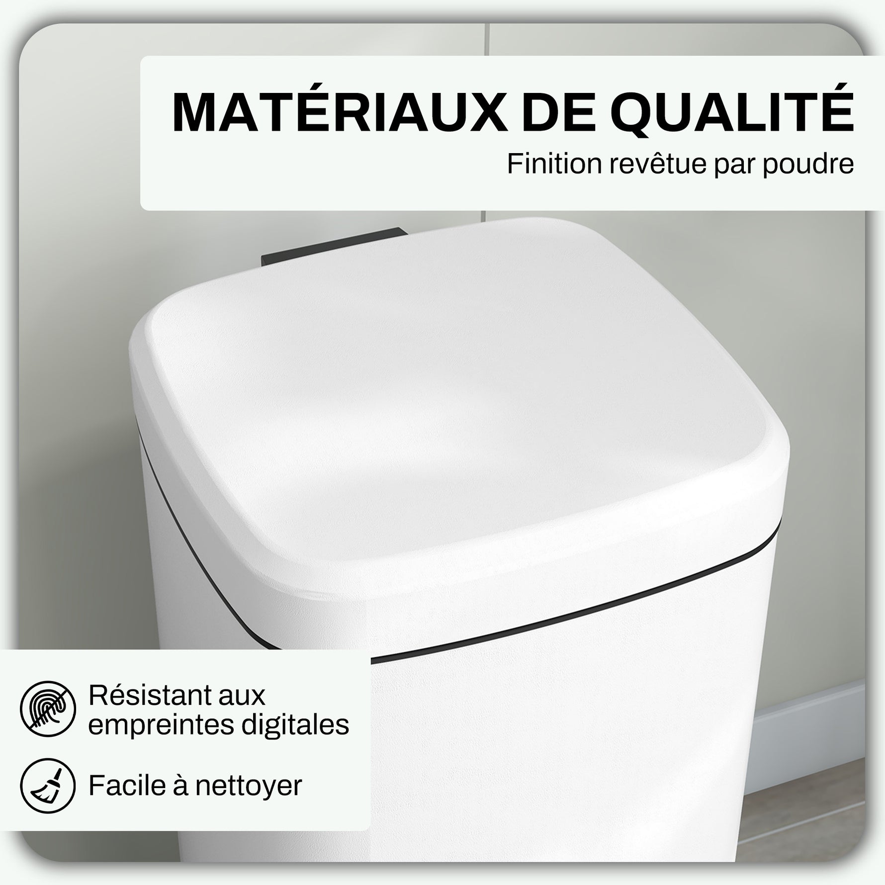 Poubelle de cuisine 30L avec couvercle à fermeture douce et pédale, seau intérieur amovible, 28L x 35l x 63,5H cm, blanc
