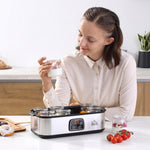 Yogurtiera con 8 vasetti in vetro da 180 ml, macchina per yogurt elettrica in acciaio inossidabile con timer, termostato regolabile e display digitale per dessert fatti in casa sani