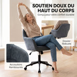 Chaise Bureau Ergonomique, Fauteuil de Bureau en Chenille avec Hauteur Réglable, Fonction Bascule, Bleu