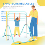 Barre fixe de gymnastique pour enfants pliante hauteur réglable de 88 à 128 cm vert