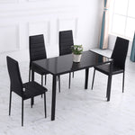 Mesa de comedor para 4 personas, mesa de cocina con tablero de vidrio templado y patas de metal, 120x60x75cm, negro