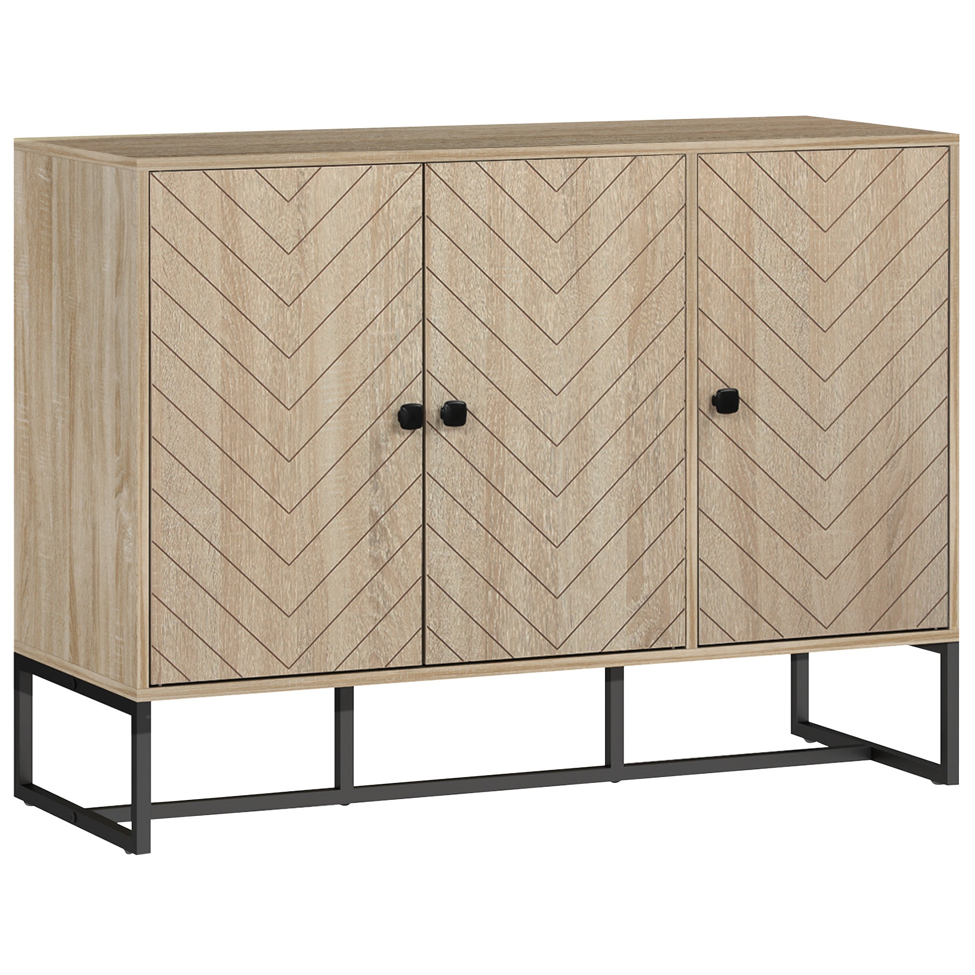 Buffet salon meuble de rangement armoire de cuisine avec placard 2 portes et étagères réglables 108 x 40 x 80 cm, chêne