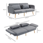 Canapé convertible 3 places design clic clac dossier inclinable et accoudoirs réglables tissu effet lin gris