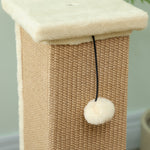 Griffoir pour chat poteau griffoir chat en sisal et peluche, boule suspendue base stable 41 x 41 x 81 cm beige