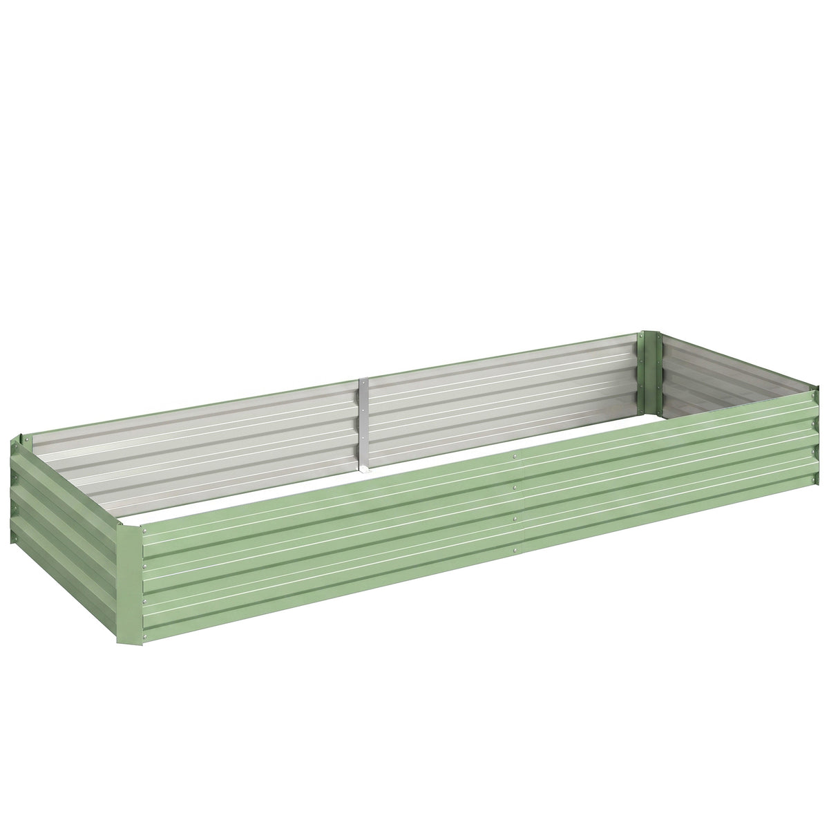 Carré Potager de Jardin Rectangulaire Jardinière Extérieure 241 x 90,5 x 30 cm Tôle d'Acier Ondulée Vert Clair