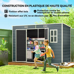 Abri de jardin en plastique, avec plancher, 303 x 123 x 197 cm, effet bois gris