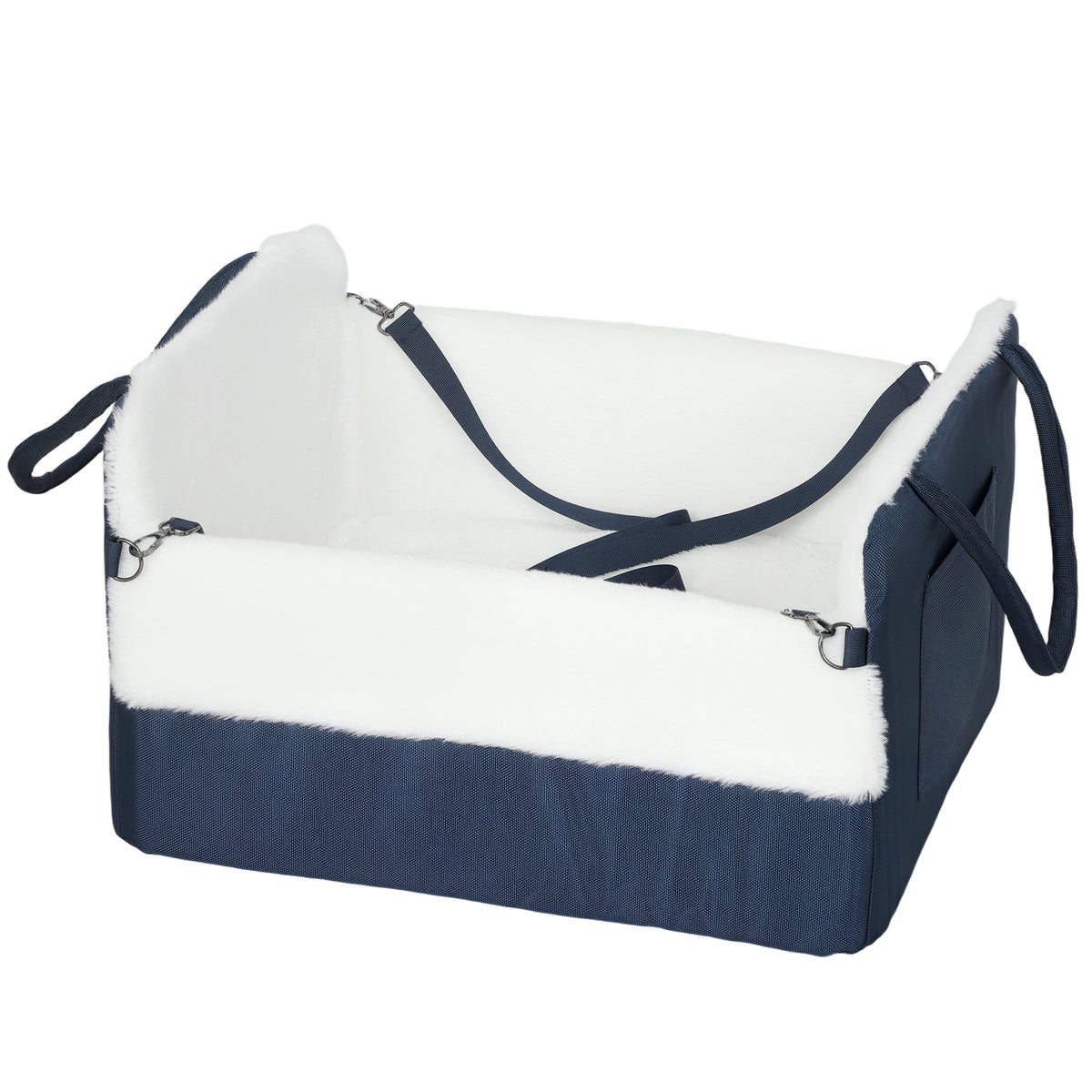 Siège auto pour chien avec ceinture de sécurité et fixation, siège de voiture pour chiens 55 x 46 x 32 cm bleu marine