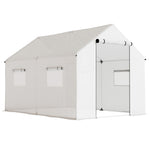Invernadero de jardín tipo túnel 2 x 3 m, 6 m² con puerta enrollable, 4 ventanas, - Acero galvanizado PE Alta densidad Blanco