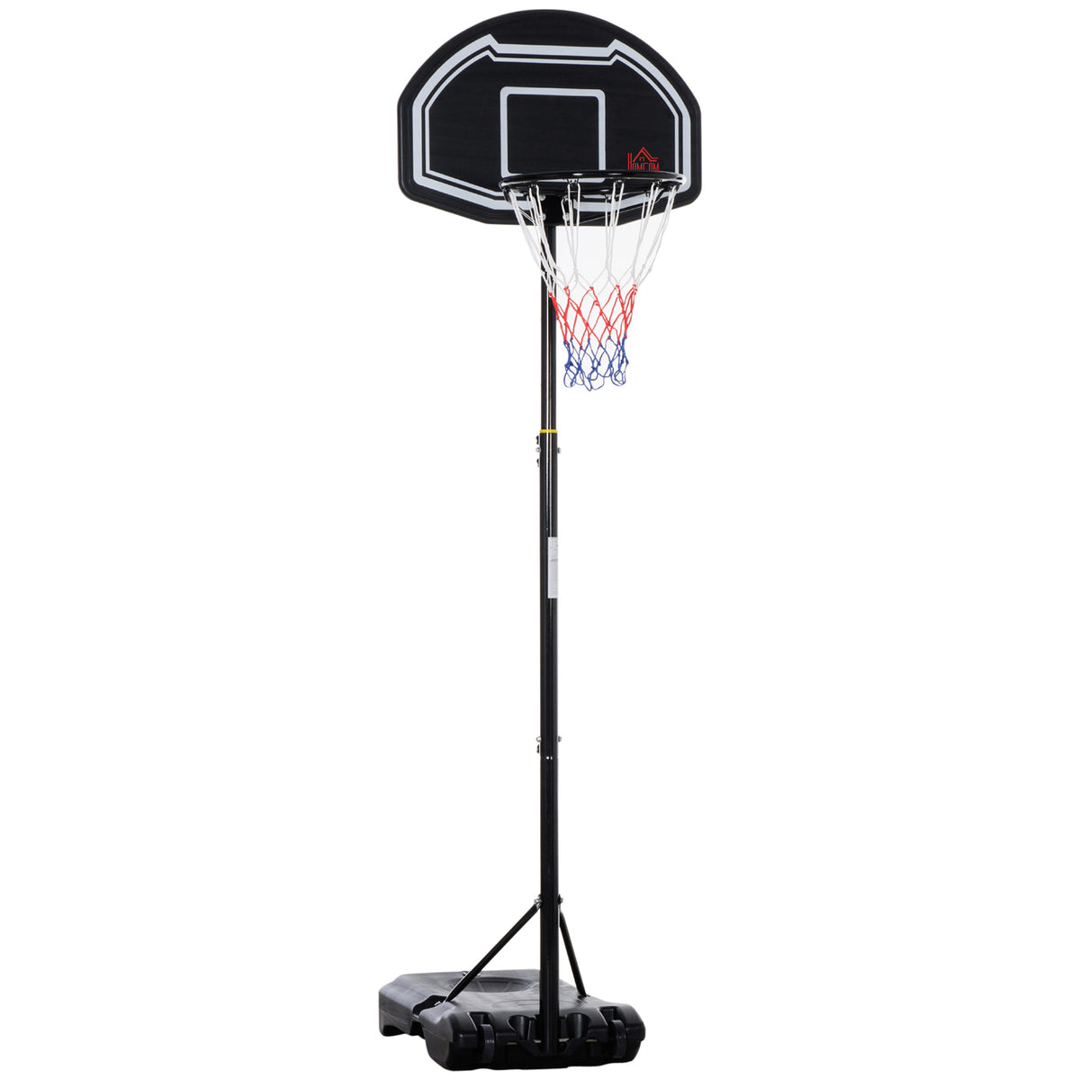 Panier de basket extérieur hauteur réglable 197,5-254 cm panier de basket sur pied à roulettes base remplissable noir