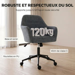 Chaise Bureau Ergonomique, Fauteuil de Bureau en Chenille avec Hauteur Réglable, Fonction Bascule, Bleu