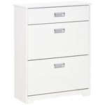 Meuble à chaussures avec 2 tiroirs rabattables étagère réglable + 1 tiroir  jusqu'à 16 paires 70L x 29l x 92H Blanc