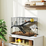 Cage hamster cage rongeur 3 niveaux avec roue rampes maisonnette abreuvoir mangeoire 76,5L x 48,5l x 54,5H cm noir