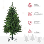 Sapin de Noël artificiel avec 310 branches support en acier socle pliable en acier hauteur 120 cm vert