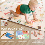Tapis de jeu pour bébé pliable et réversible, tapis de sol en mousse épais, 180 x 150 x 1 cm, multicolore