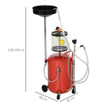 Récupérateur d'huile de vidange portable 2-en-1 avec hauteur réglable et vidangeur d'huile pneumatique de 80L