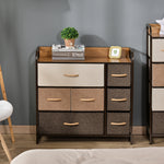 Commode 7 tiroirs meuble de rangement tiroir en tissu pliant - structure acier noir - 80L x 29l x 78,5H cm, multicolore