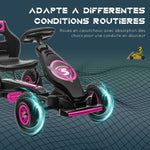 Kart à pédales pour enfant siège réglable 3 positions frein à main enfant de 5 à 12 ans rose noir