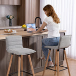 Lot de 2 tabourets de bar, chaises de bar, assise rembourrée, dossier et repose-pieds, 48 x 48 x 99,5 cm, gris