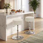 Sgabello da toeletta in ciniglia, sgabello da trucco girevole, sgabello da bar regolabile in altezza 51-66 cm, crema