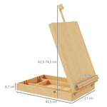 Chevalet de table en bois pour toile jusqu'à 61 cm bois de hêtre planche à dessin pliante bois naturel