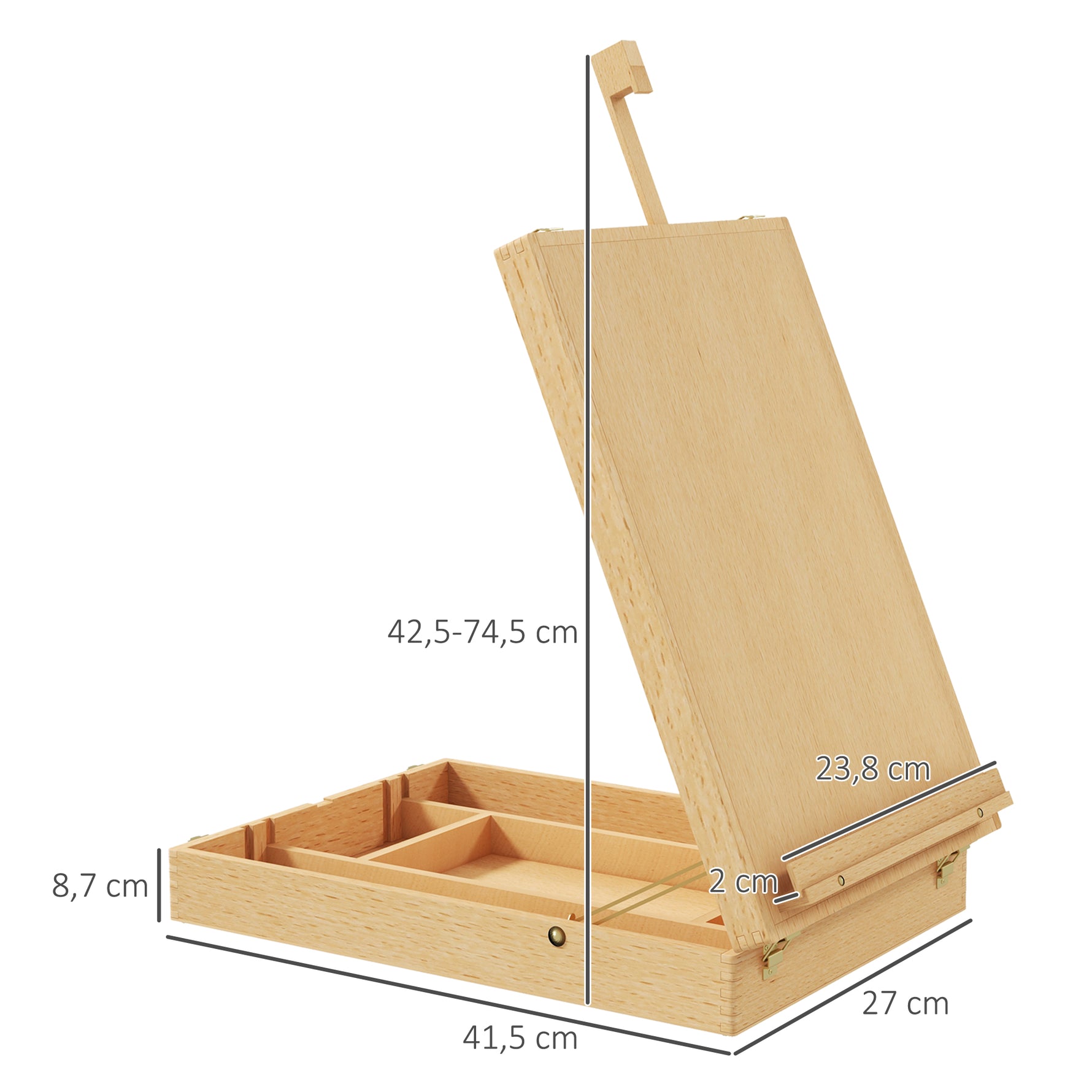 Chevalet de table en bois pour toile jusqu'à 61 cm bois de hêtre planche à dessin pliante bois naturel