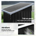 Abri de jardin en métal, cabane de jardin, porte verrouillable, toit incliné, aérations et gants, 107,5x91x185cm, gris