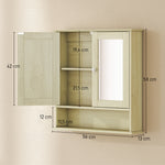 Armoire murale salle de bain avec miroir, 56 x 13 x 58 cm, meuble salle de bain avec Portes Miroir Doubles Bois Naturel