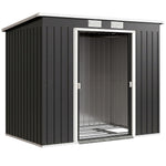 Abri de jardin 2,77 m² 213 x 130 x 172 cm kit de fondation porte coulissante ventilations acier galvanisé gris foncé