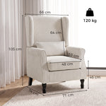 Wohnzimmersessel, moderner Beistellsessel aus Cord mit hoher Ohrensessel-Rückenlehne, Lendenkissen, Beige